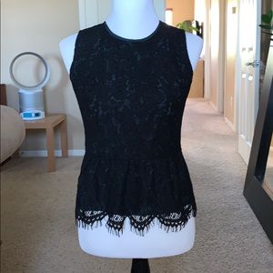 NWT J Crew black lace peplum sleeveless top